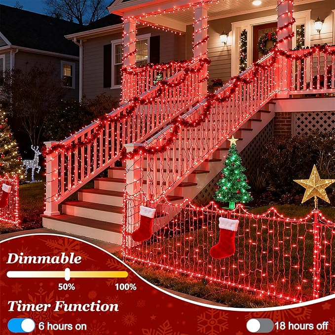 300 LED Valentines Day Decorative Lights, Connectable Red Valentine Lights Indoor with Timer Memory & Dimmable & 12 Modes, 75FT Decoration Fairy String Lights for Outside Bedroom Patio Tree Party