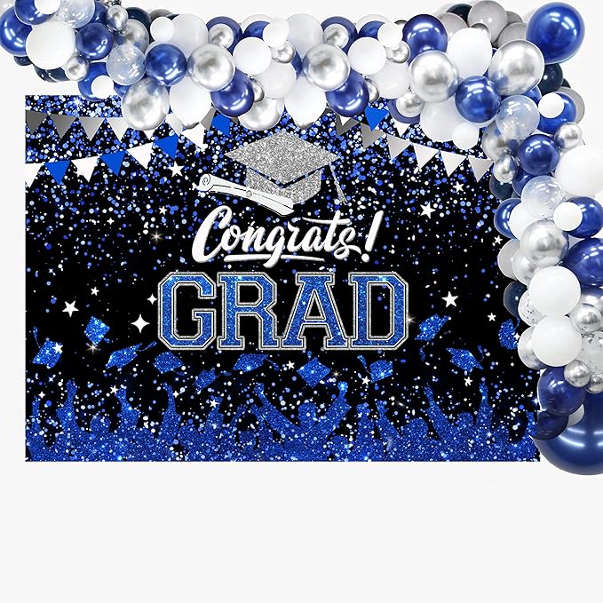 Mocsicka Graduation Party Decorations 2026 Congrats Grad Backdrops for Photography Bachelor Cap Congratulations Grad Photo Backdrop Graduation Prom Party Supplie