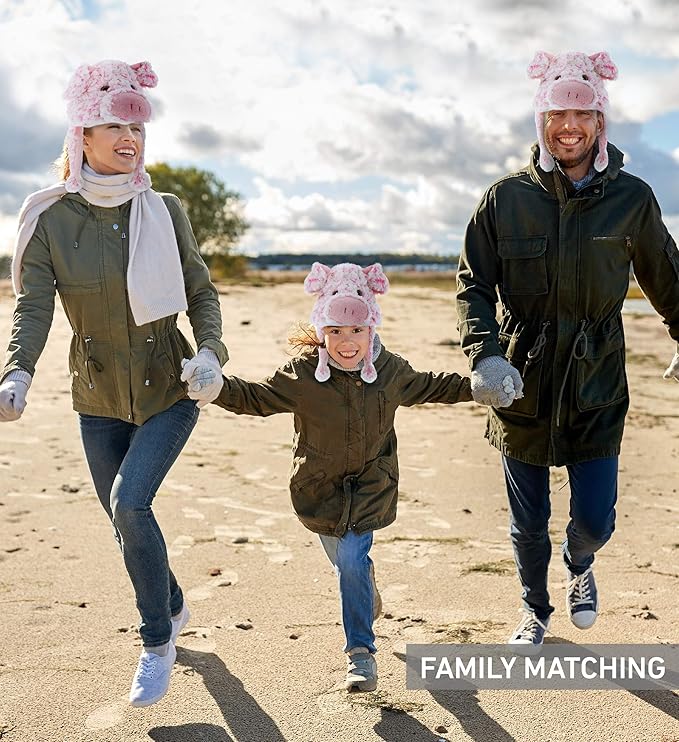 DolliBu Plush Hat – Super Soft Fleece Stuffed Animal Beanie with Ear Flaps, Cozy Warm Winter Hat for Kids – One Size