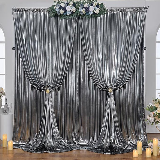 30×10FT Silver Black Backdrop Curtain Shimmer Sequin Photo Backdrop Drapes for Wedding Party Background Birthday Graduation Back Drop Bridal Baby Shower Christmas Halloween Stage Decor