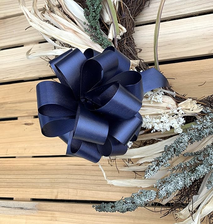 Navy Blue Decorative Gift Pull Bows - 5" Wide, Set of 10, Christmas Wrapping for Presents, Police Support, Law Enforcement Appreciation, Thin Blue Line, Wreath, Garland, Gift Basket, Decor