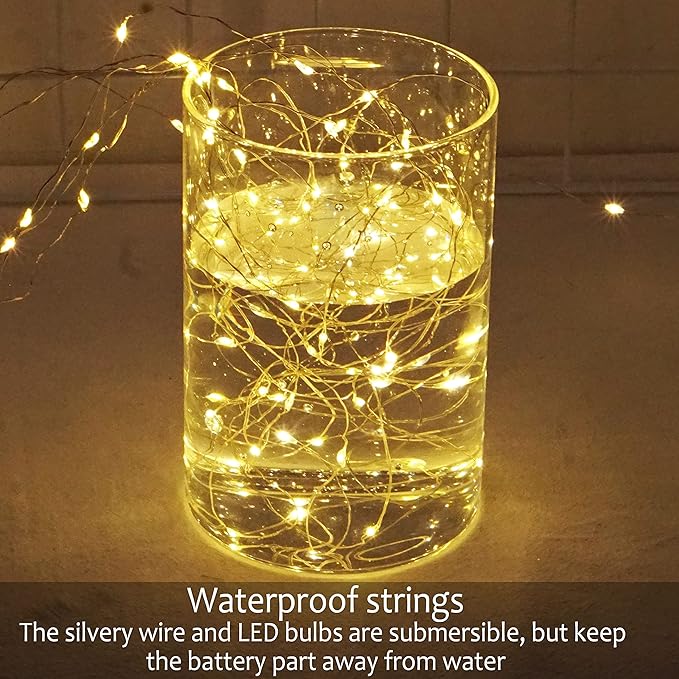 SmilingTown Battery Operated Fairy String Lights 24 Pack 20 LED 7.2ft Starry Firefly Copper Wire for Wedding Party Table Centerpiece Halloween Christmas Decorations (Warm White)