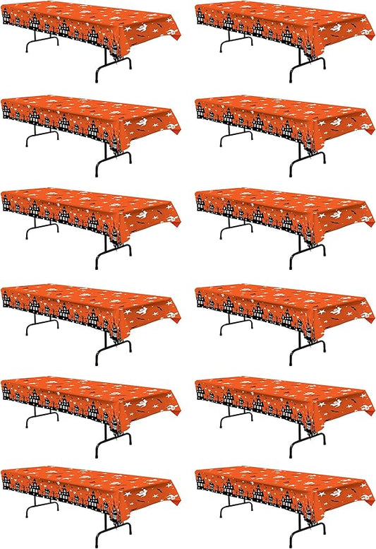 Beistle Haunted House Tablecovers, 54” x 108”, 12 Pieces – Plastic Table Cloth, Rectangular, Halloween