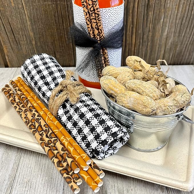 Animal Print Paper Straws - Safari Theme - Leopard Giraffe Cheetah Print - Black Brown Tan - 100 Pack Outside the Box Papers Brand