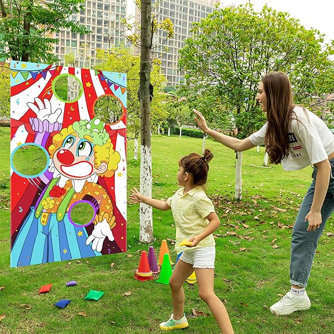 JOYIN 31PCS 3 in 1 Carnival Games, Easter Ring Toss Yard Set, Bean Bags, Cones - Outdoor Toys for Toddlers & Kids, Children's Indoor Play, Family Fun, Kids Party Cornhole Set, Lawn Games