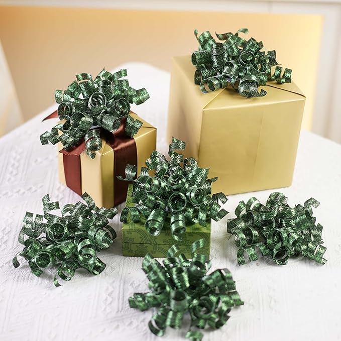 self-Adhesive Curly Ribbon for Gift Wrapping - Elegant Bows for Gift Wrapping, Presents, Paper Bag, Baby Shower Favors, Wrapping Accessories, Wedding Decor (Green)