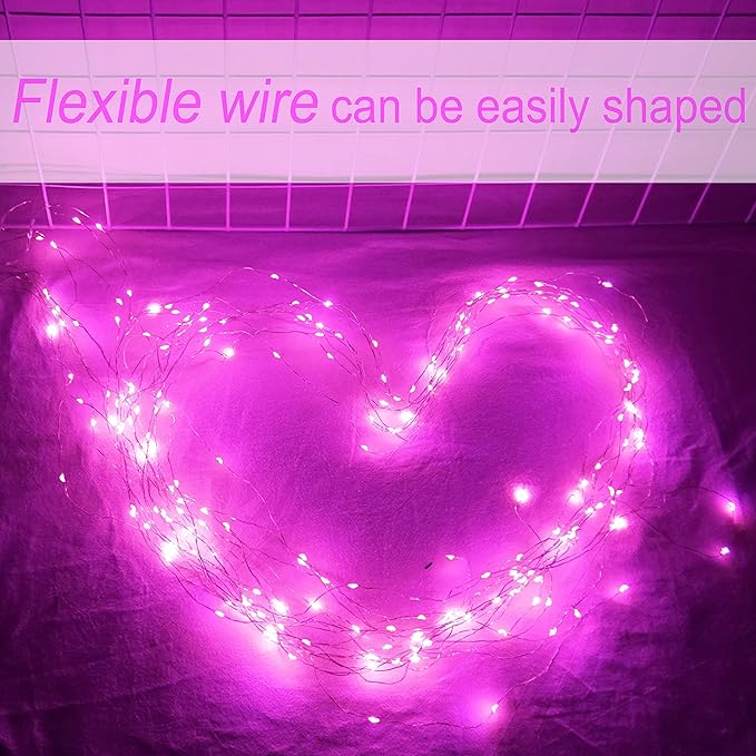 SmilingTown Battery Operated Fairy String Lights 24 Pack 20 LED 7.2ft Starry Firefly Copper Wire for Wedding Party Table Centerpiece Halloween Christmas Decorations (Pink)