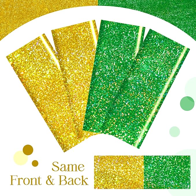 Just Shimmer Sparkling Holographic Laser Tablecloth - Shimmering, Waterproof, Easy to Clean - Ideal for Bachelorette, Birthday, Wedding, and Anniversary Party Decorations (Green & Gold, 2)