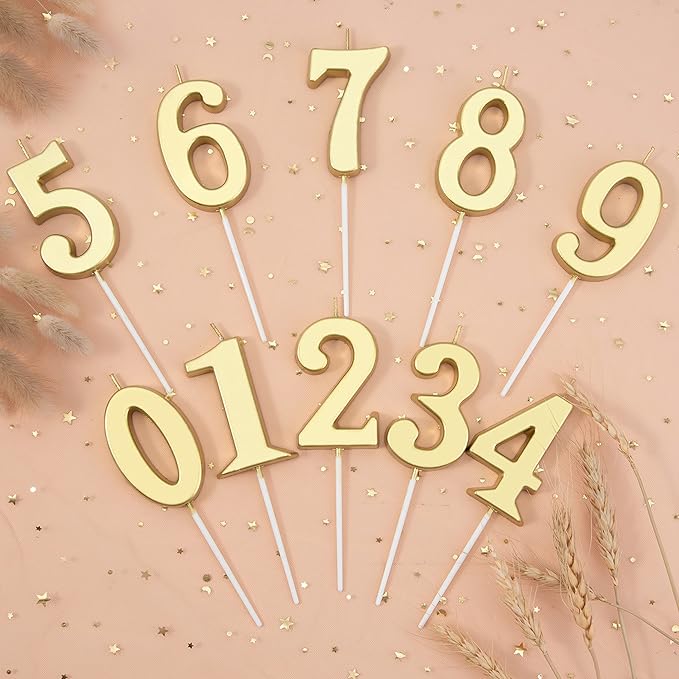 PHD CAKE 2.76 Inch Modern Gold 1 Number Birthday Candles, Gold Number Candles, Cake Number Candles, Party Celebration