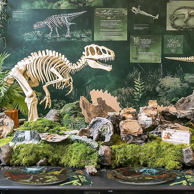 Dinosaur Fossil Birthday Party Decorations for 40 Guests – Dinosaur Dig Birthday Plates and Napkins– Fossil Theme Disposable Tableware Set