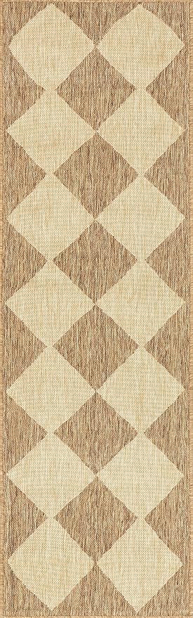 Nuloom Outdoor Performance Collection Sabina Brown/Ivory, 2' x 6', Soft and Cozy, High Traffic, Stain Resistant, Easy Clean, Durable Runner for Indoor/Outdoor Patio, Deck, Porch, Garden, Courtyard