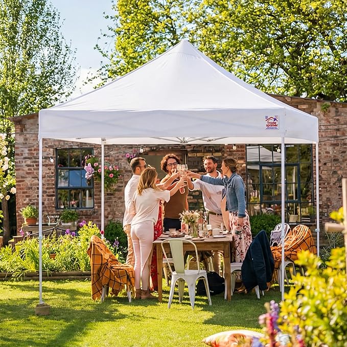 Tradesparker 10x15 Pop Up Canopy Tent,Commercial Movable Canopy with ApexCore LED&Rugged Casters-Instant Easy Setup Shelter Canopies with Weight Bags&Stakes for Outdoor Events Markets Vendors,Red