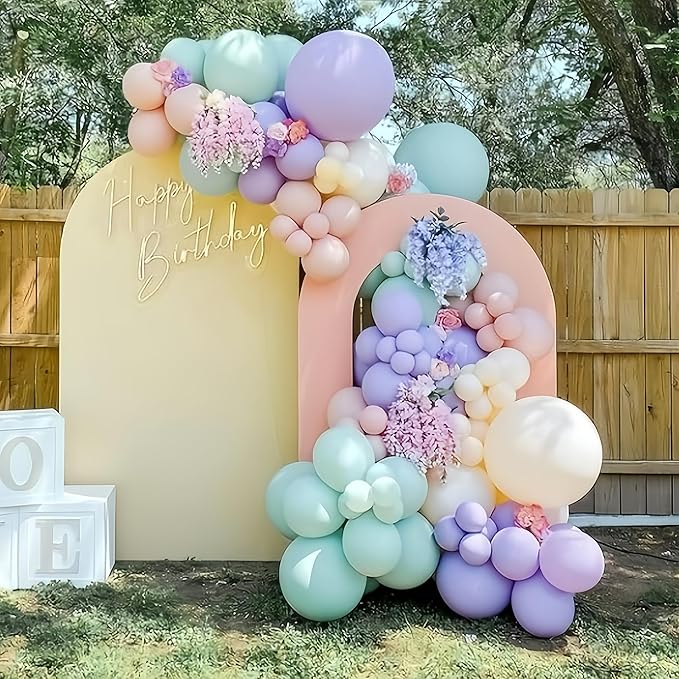Voircoloria 95pack Pastel Balloons Different Size 18/12/10/5 Inch Pastel Balloon Garland Arch Kit for Graduation, Wedding, Birthday, Princess Theme, Easter, Baby Shower, Anniversary Party Decorations