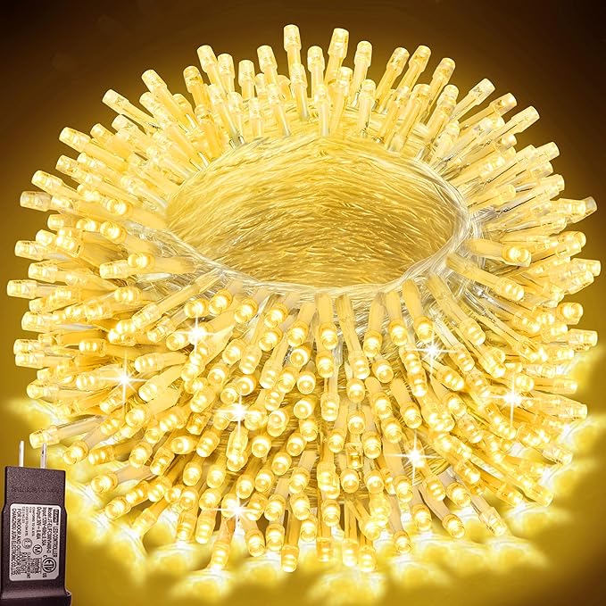 200 LED String Lights Indoor Outdoor, 66 ft Warm White Christmas Lights Plug in, Connectable 8 Modes Waterproof Clear Wire Twinkle Fairy Lights for Bedroom Party Classroom Decor