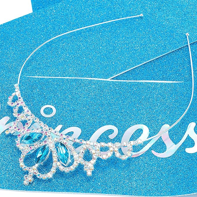 COCIDE Birthday Princess Sashes and Tiaras Kit - Pink Crowns and Tiaras for Women and Girls - Glitter Sash, Crystal Rhinestone Decorations Set