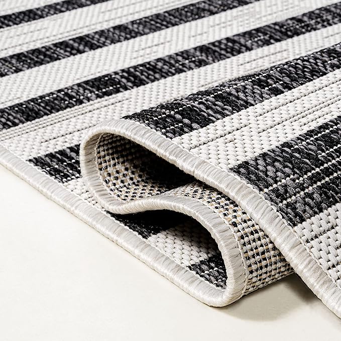 JONATHAN Y Offset Stripe Indoor Outdoor Area Rug 3X5 Ivory/Black, Sukie Modern for Backyard, Patio, Porch, Easy-Cleaning, High Traffic, Pet-Friendly, Non-Shedding (SMB133E-3)