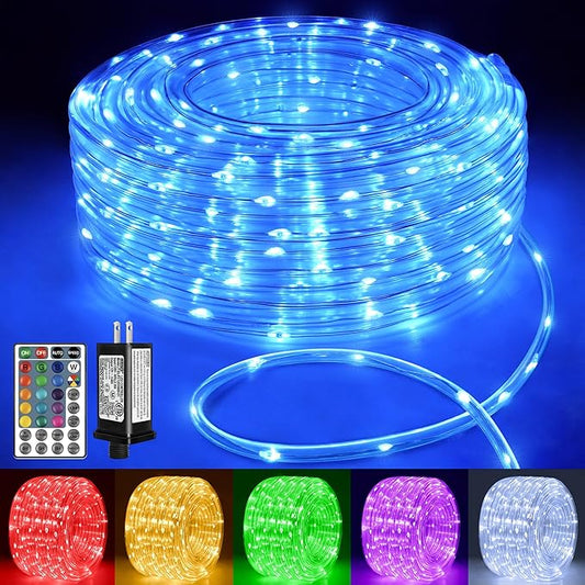 Ollny Rope Lights Outdoor Color Changing, 66FT 200 LED Waterproof Plug in Christmas Lights with Remote, 16 Colors Twinkle Outdoor String Lights for Outside Indoor Party Easter Holiday Decorations