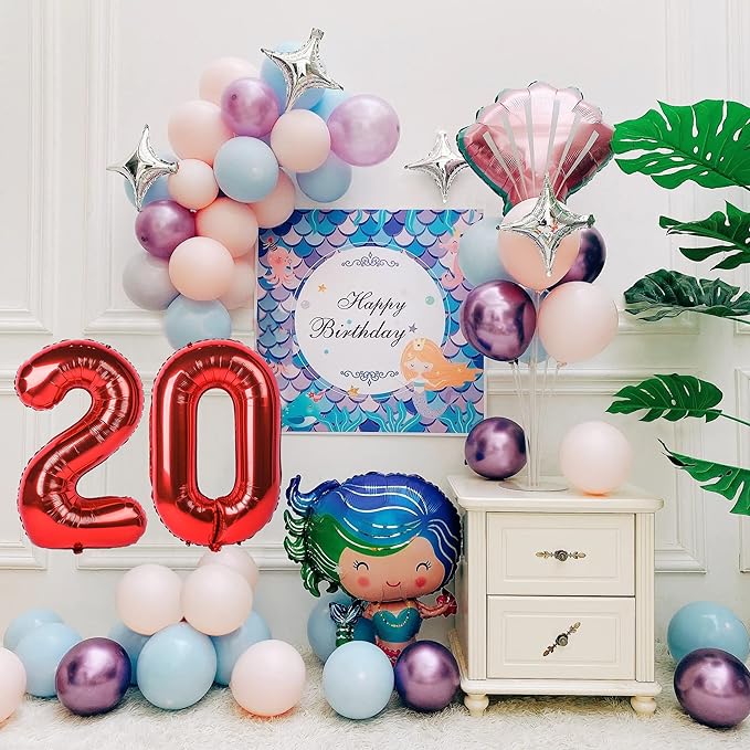 40 inch Number Balloon 0-9 Red Large Number 20 Balloons,Digital Balloons for Birthday Party Celebration Decorations Supplies, Helium Foil Number Balloons for Wedding Anniversary