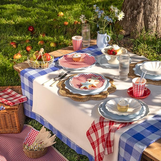 Meri Meri Easter Gingham Paper Plates (Pack of 12), Disposable Plates for Party, Easter Party Decorations