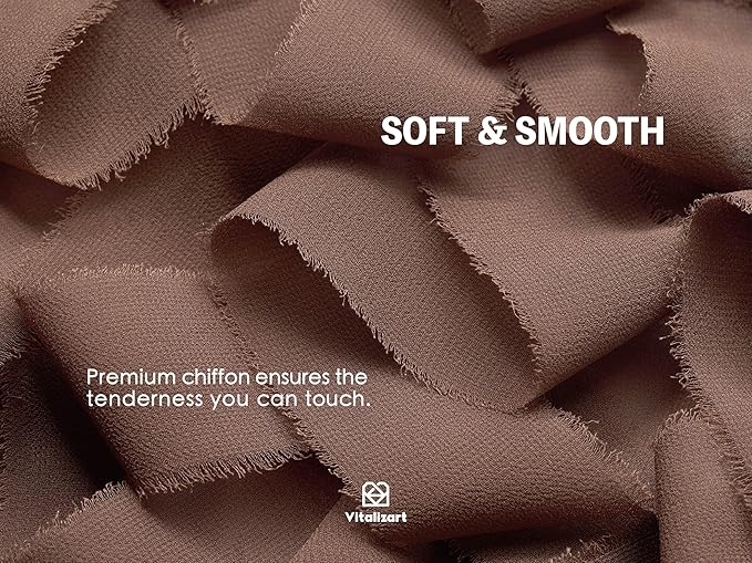 Vitalizart Brown Chiffon Silk Ribbon 1" x 21 Yd Fringe Fabric Package (3 Rolls * 7 Yd) for Wedding Invitations Bridal Bouquets Decorations Gifts Wrapping & Bow Making