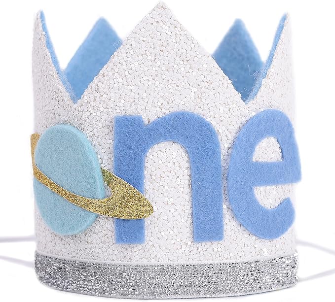 WAOUH The First Birthday Crown Orbiting the Sun - Outer Space Theme, Rocket Hat, Planet Crown for Birthday