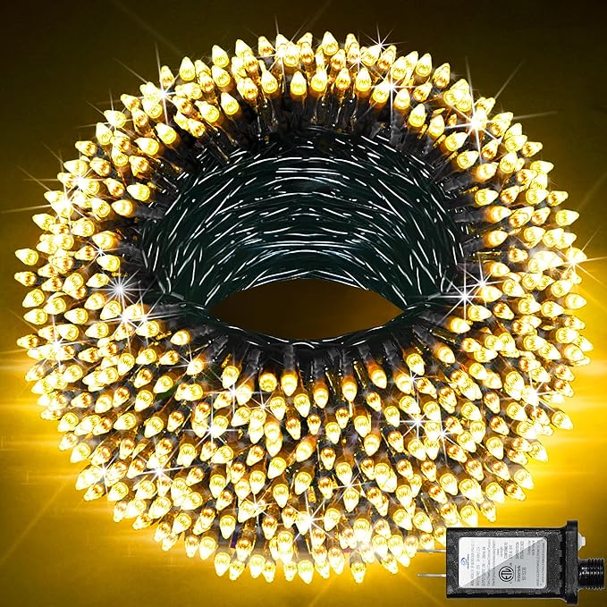 750 LED 240FT Christmas String Lights Outdoor with 12 Lighting Modes, Green Wire Christmas Lights with Timer & Dimmable, Waterproof Plug in Fairy Lights for Room Party Home Patio Xmas, Warm White