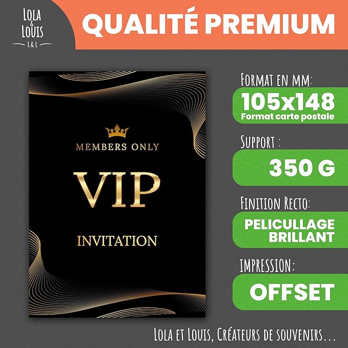Complete Invitation Kit for 10 Guests Girls or Boys: Envelopes, Secret Message, Scrape, VIP Birthday Invitation Cards, Club Evening Decoration, Stickers Invitations Follow-up • Lola and Louis®