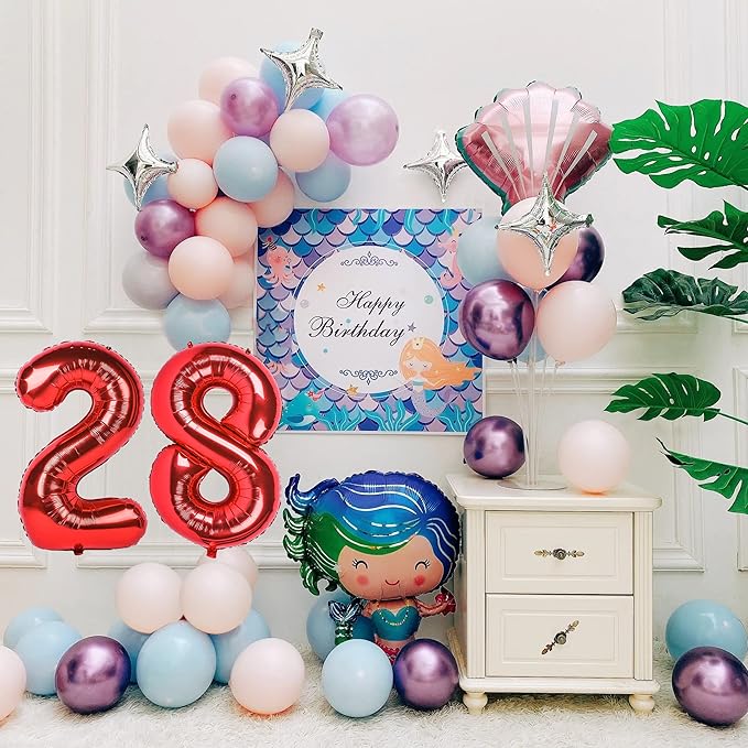 40 inch Number Balloon 0-9 Red Large Number 28 Balloons,Digital Balloons for Birthday Party Celebration Decorations Supplies, Helium Foil Number Balloons for Wedding Anniversary