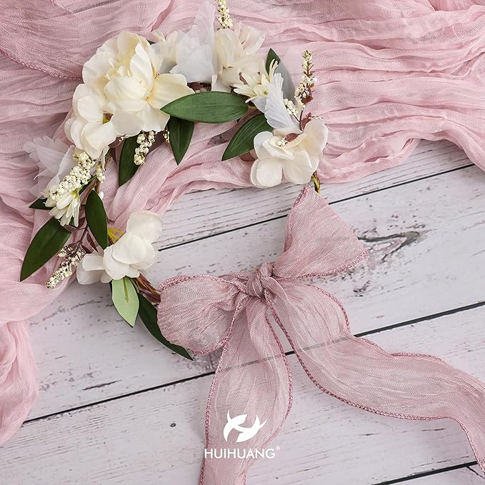 HUIHUANG Dusty Rose Wired Ribbon 2.5 inch Mauve Crinkle Metallic Ribbon for Gift Wrapping Basket Wreaths Bows Making Wedding Home Decor DIY Crafts Christmas Tree Decor-10 Yards