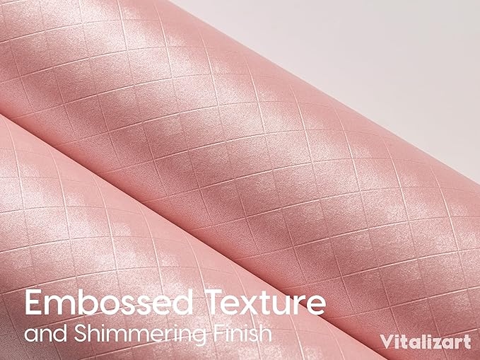 Vitalizart Pink Metallic Grid Wrapping Paper Set 17" With Organza Ribbon & Gift Tags Christmas Gift Wrapping Birthday Baby Shower Wedding Bouquets Handmade Crafts 197"(16.4 Ft) Pink Ribbon