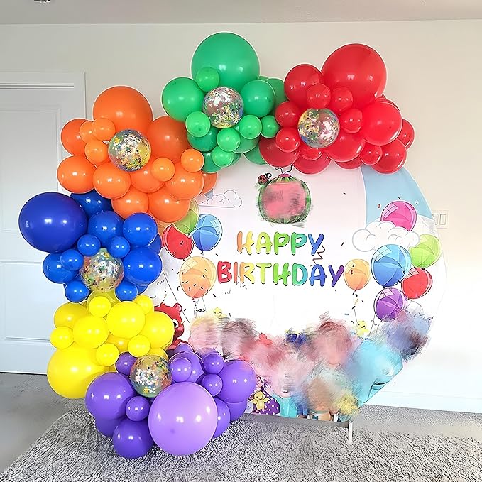 Dagelar Red Yellow Blue Balloons, Rainbow Assorted Latex Balloons, Red Blue Green Yellow with Colourful Confetti Balloon, for Birthday, Festival, Carnival Circus, Robot Blocks, Video Game Party Decor