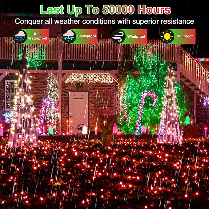750 LED Christmas Lights Outdoor Use, 246ft 8 Lighting Modes Fairy Lights for Outside, Christmas Tree Lights Outdoor IP44 Waterproof for Xmas Patio Yard Fence Deck Balcony Garden Decor Red