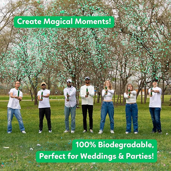 2 Pack Confetti Cannon Confetti Poppers | Biodegradable Green Confetti | TUR Party Supplies | Launches Up to 25ft | Giant (12 in) | Party Poppers for Graduation, Birthdays, Weddings, and Memorial Day