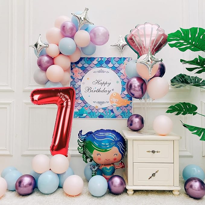 40 inch Number Balloon 0-9 Red Large Number 7 Balloons,Digital Balloons for Birthday Party Celebration Decorations Supplies, Helium Foil Number Balloons for Wedding Anniversary
