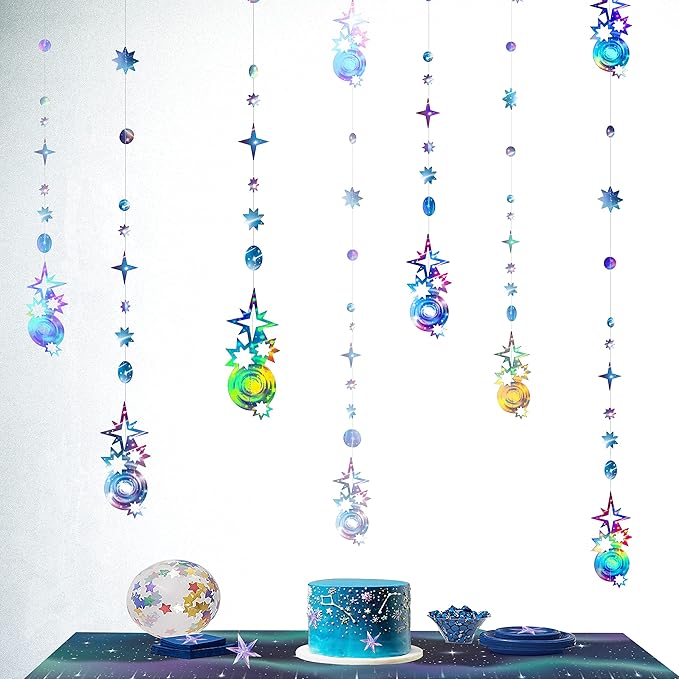 Decor365 Galaxy Party Decorations Aurora Borealis Theme Garland Celestial Hanging Star Garlands Space Banner Starry Night Backdrop Shooting Star Birhday Decor Bachelorette Bridal Party Suppies