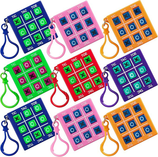 12 Mini Tic Tac Toe Games - Party Favors for Kids 3-5 and Up - 2-Inch Travel Size - Tic-Tac-Toe Keychain Game for Boys & Girls - Goody Bag Stuffers, Classroom Prizes, Valentine's Day, Birthday Gifts
