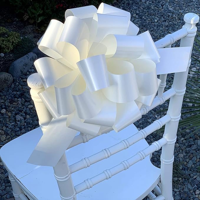 Large Ivory Ribbon Wedding Bows - 9" Wide, Set of 6, Easter, Spring, Reception, Anniversary, Mother's Day, Birthday, Graduation, Baby Showers, Gift Wrap, Basket, Church Decor, School Events, Office