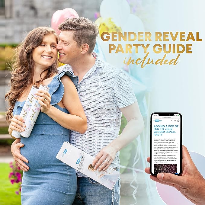 PrimePure Gender Reveal Confetti Cannon - Biodegradable Powder Cannons Smoke Bomb - Blue, 2 Pack - Party Poppers Baby Powder Blue Confetti Poppers for Baby Boy Gender Reveal Party