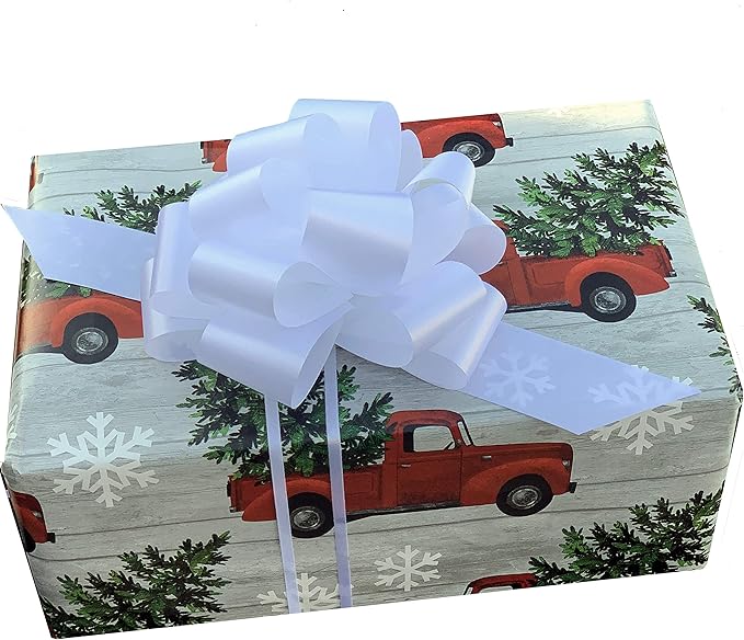 White Decorative Gift Pull Bows - 5" Wide, Set of 10, Memorial Day, 4th of July, America 250 Anniversary, Birthday, Presents, Wedding, Wreath, Fundraiser, Reception, Church, Office, School Colors