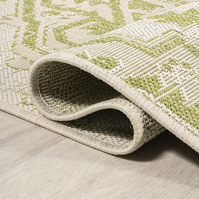 JONATHAN Y Boho Medallion Indoor Outdoor Area Rug 9X12 Cream/Green, Estrella Textured Weave for Backyard, Patio, Porch, Easy-Cleaning, High Traffic, Pet-Friendly, Non-Shedding (SMB105E-9)