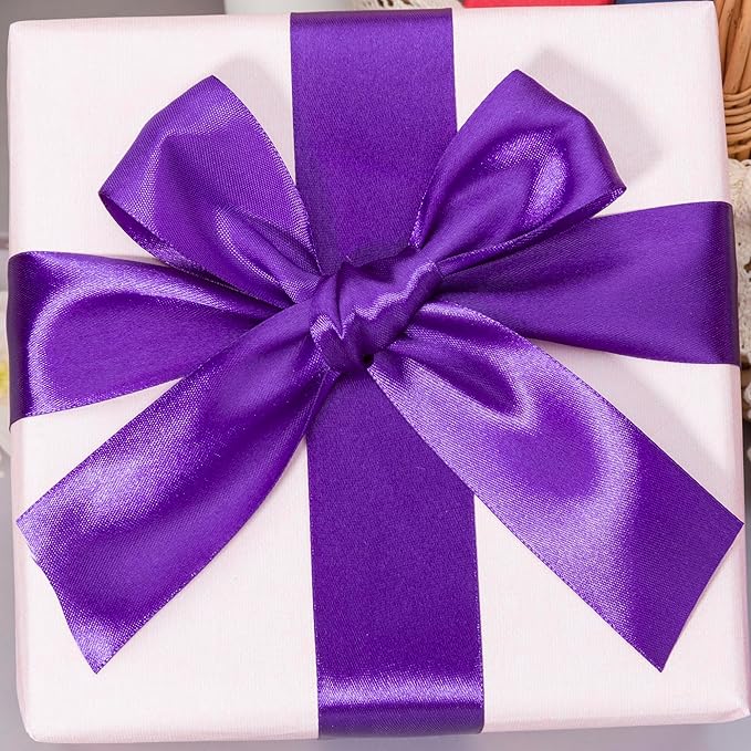 YASEO 1 1/2 Inch Purple Solid Satin Ribbon, 50 Yards Craft Fabric Ribbon for Gift Wrapping Floral Bouquets Wedding Party Decoration