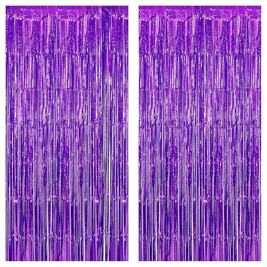 KatchOn, Metallic Purple Foil Fringe Curtain - Pack of 2 | Streamer Backdrops for Purple Birthday Decorations | Graduation Backdrops for Graduation Decorations 2026
