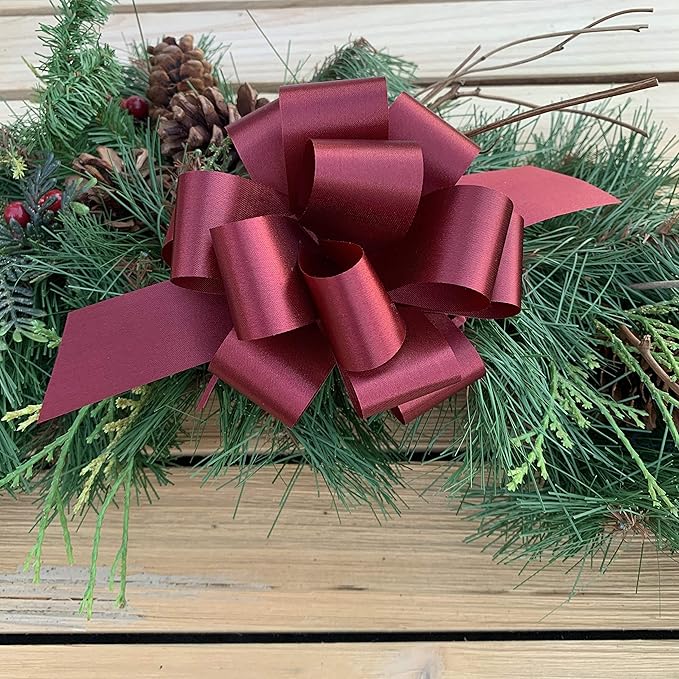 Burgundy Christmas Gift Pull Bows - 5" Wide, Set of 10, Xmas, Birthday, Presents, Wreath, Swag, Garland, Gift Basket, Fundraiser, Decoration, Fall, Valentine's Day