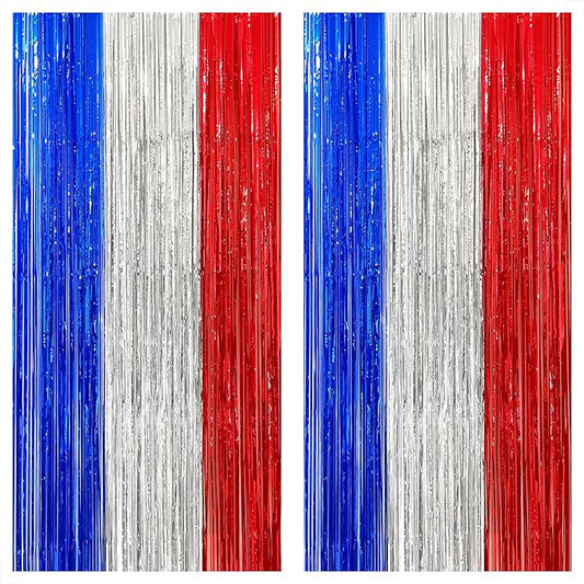 KatchOn, XtraLarge Red White and Blue Streamers - 3.2x8 Feet, Pack of 2 Red and Blue Decorations for Labor Day Streamers for Patriotic Veterans Election Day Decorations