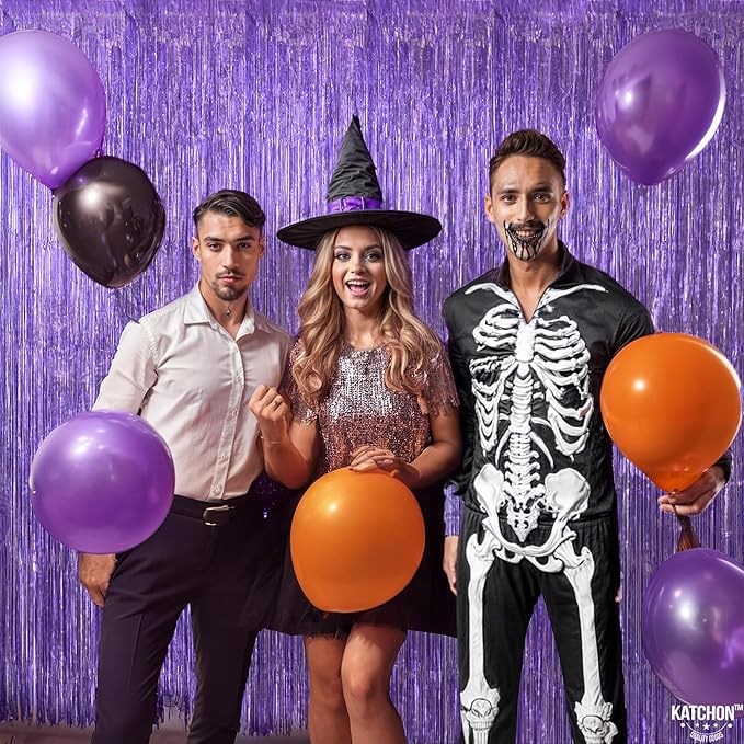 KatchOn, Light Purple Foil Fringe Curtain - 3.2x8 Feet, Pack of 2 for Purple Party Decorations | Purple Backdrop for Graduation Decorations 2026 | Streamers Backdrop for Mermaid Party Decoration