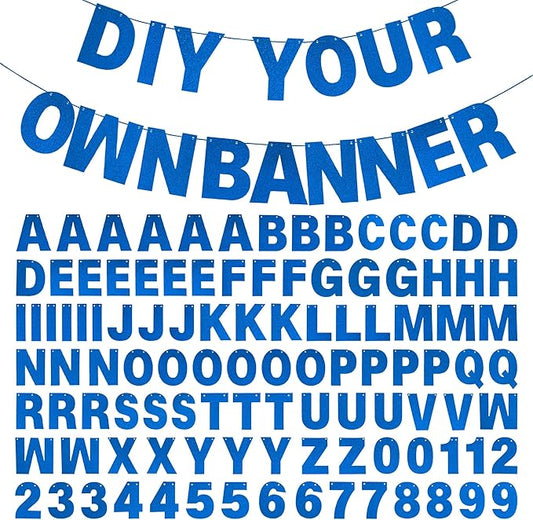 DIY Banner Kit with Letters Glitter Banner Letters Customizable Birthday Banners Graduation Banner Custom Party Hanging Banner for Graduation Wedding Party Baby Shower Decoration(Blue)