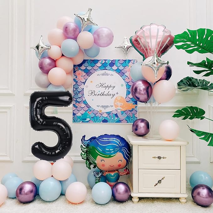 40 inch Number Balloon 0-9 Black Large Number 5 Balloons,Digital Balloons for Birthday Party Celebration Decorations Supplies, Helium Foil Number Balloons for Wedding Anniversary