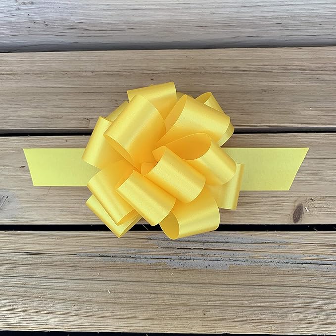 Yellow Decorative Gift Pull Bows - 5" Wide, Set of 10, Memorial Day, 4th of July, America 250 Anniversary, Support Our Troops, Wreath, Summer, Birthday, Fundraiser, School Colors, Cancer Awareness