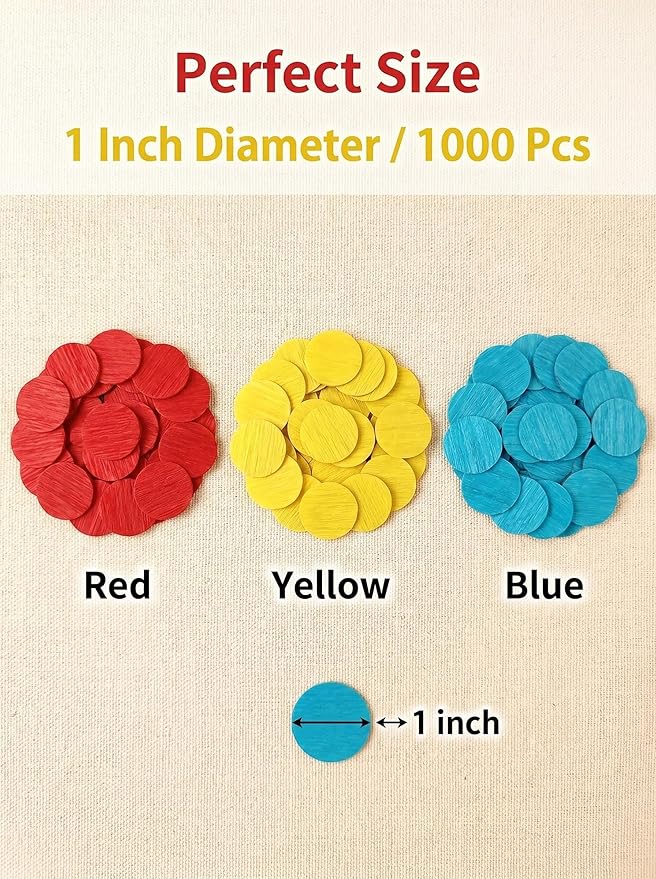 Carnival Circus Table Confetti Red Yellow and Blue 1 inch Crepe Paper Dots Table Scatter Confetti for Birthday Paw Party Decorations 1000 Pcs