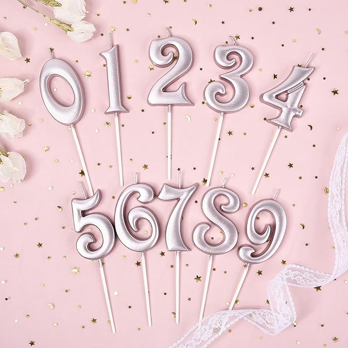 PHD CAKE 2.76 Inch Elegant Rose Gold 8 Number Birthday Candles, Cake Candles for Party Celebration